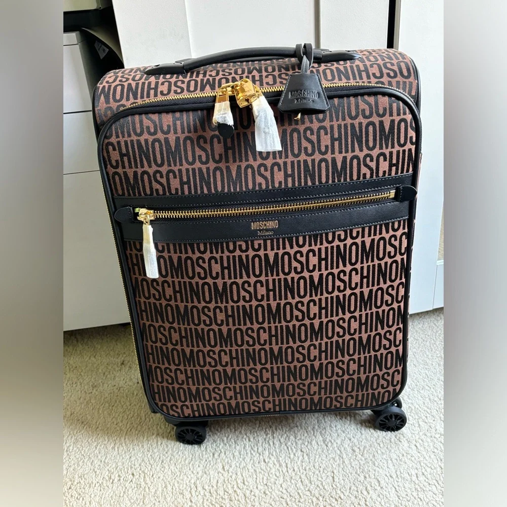🛍️🥂 HOST PICK (2) MOSCHINO MONOGRAM LEATHER SUITCASES Authentic, Calf Leather